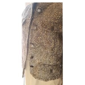 Chico's brown floral blazer jacket